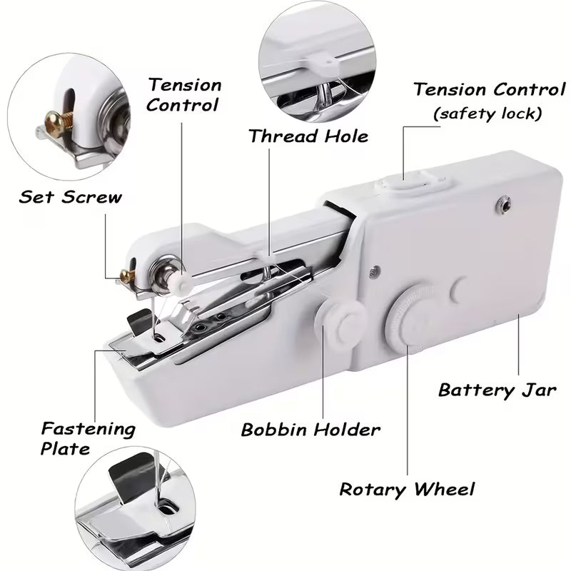 Portable Handheld Mini Sewing Machine - Cordless Electric Stitching Tool