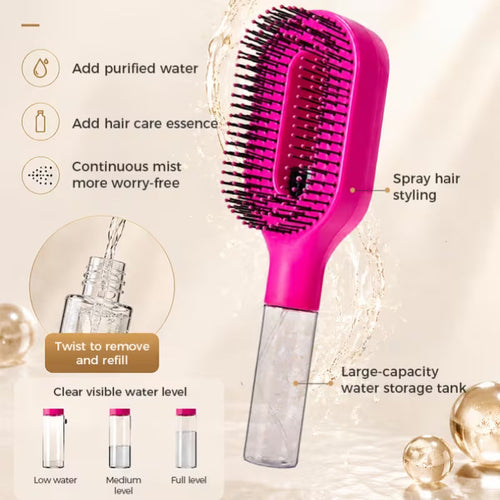 2-in-1 Detangling Hair Brush Spray Rotating Barber Comb Set