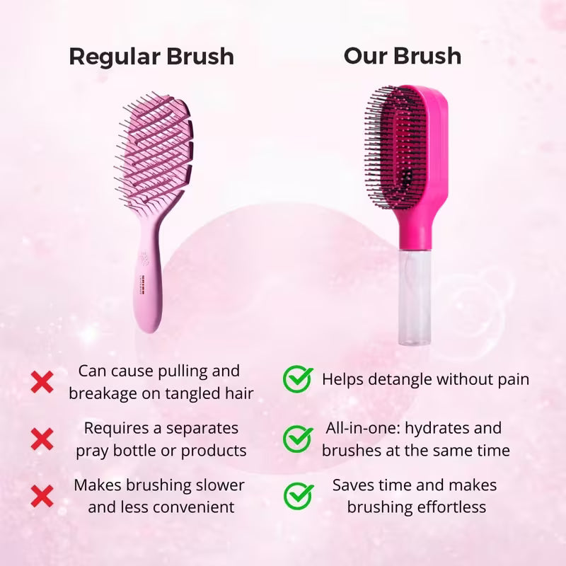 2-in-1 Detangling Hair Brush Spray Rotating Barber Comb Set