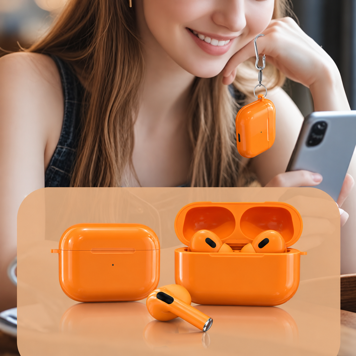 AirPods Pro 2 Orange Edition – Wireless Bluetooth Earbuds with Charging Case