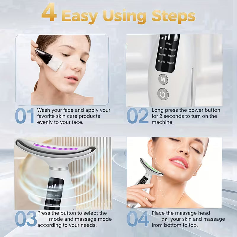7-Color LED Photon Neck and Face Beauty Device - Skin