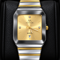 MATTURI Men's Square Gold Dial Watch – Silver & Gold Quartz Wrist Watch with Date