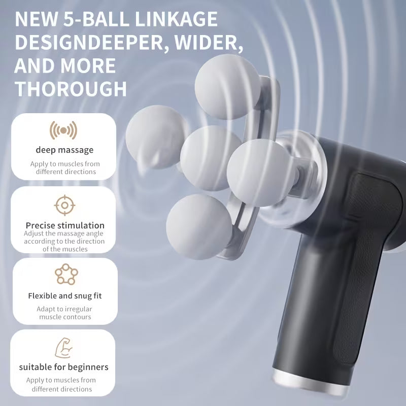 5 Head Rechargeable Massage Gun 6 Speed Deep Tissue Muscle Massager