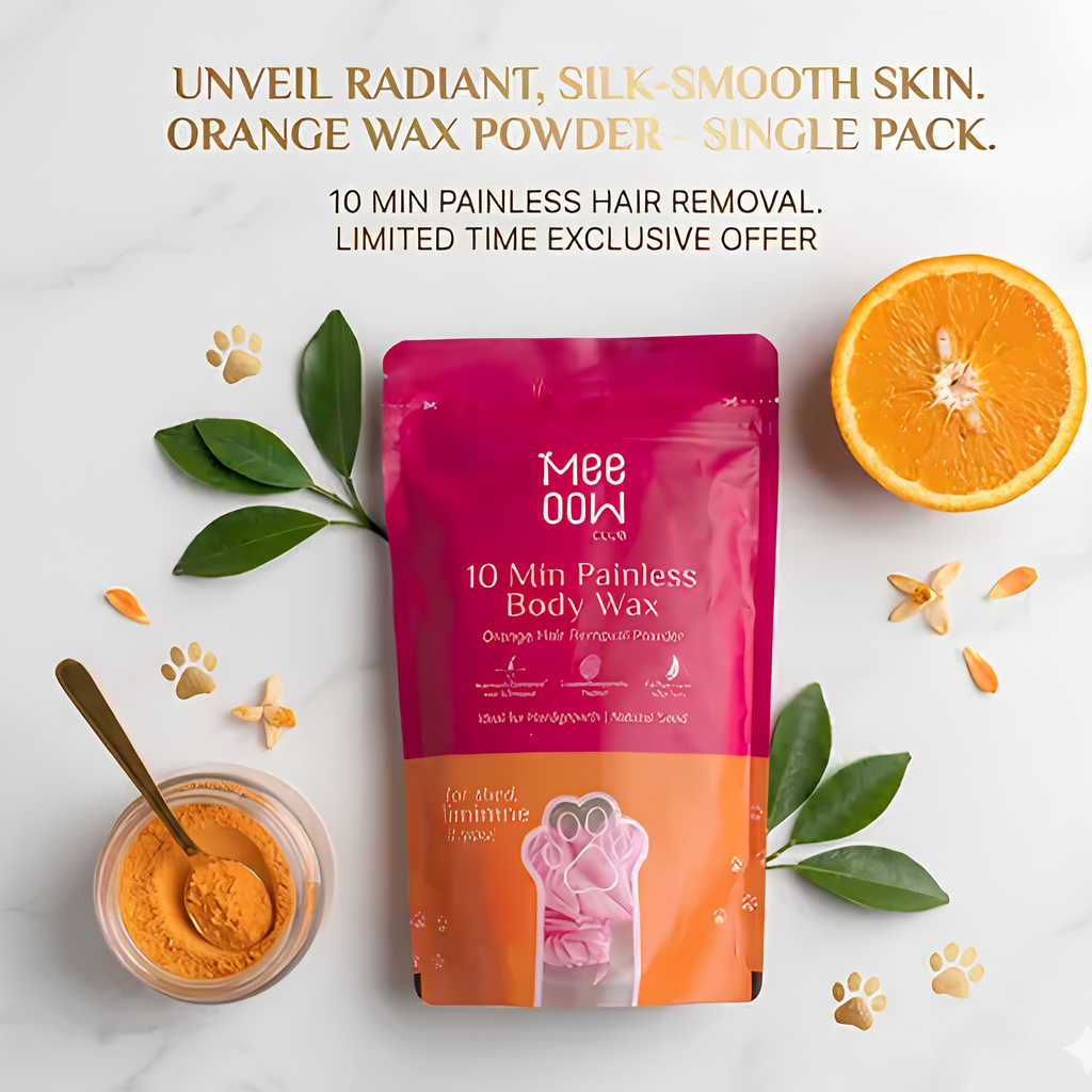 Meeoow Wax – 10-Min Painless Orange Body Wax for Smooth Skin