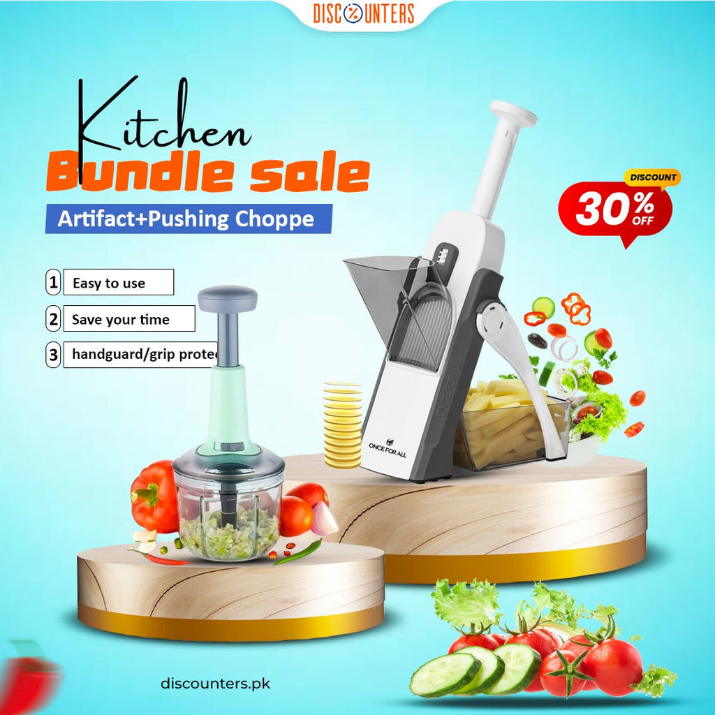 Kitchen Bundle Chopping Artifact+Pushing Chopper Discounters.pk