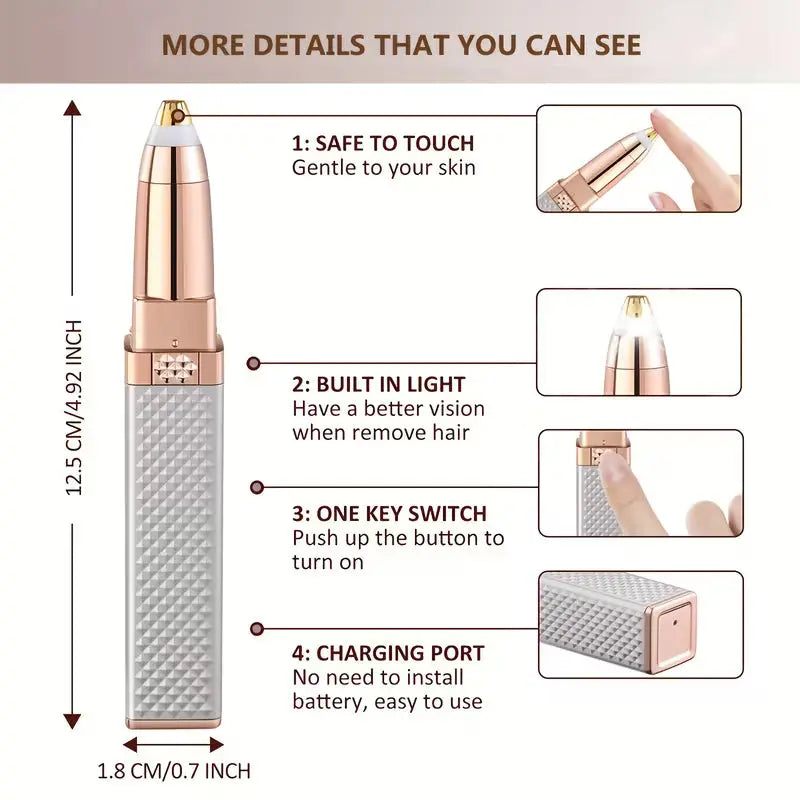 2-in-1 Rechargeable Eyebrow & Facial Hair Remover with LED Light My Store