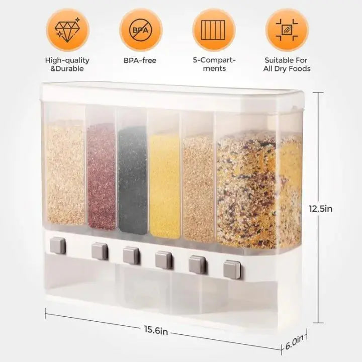 Wall Mounted 6-in-1 Grain Dispenser (Daal Box) My Store