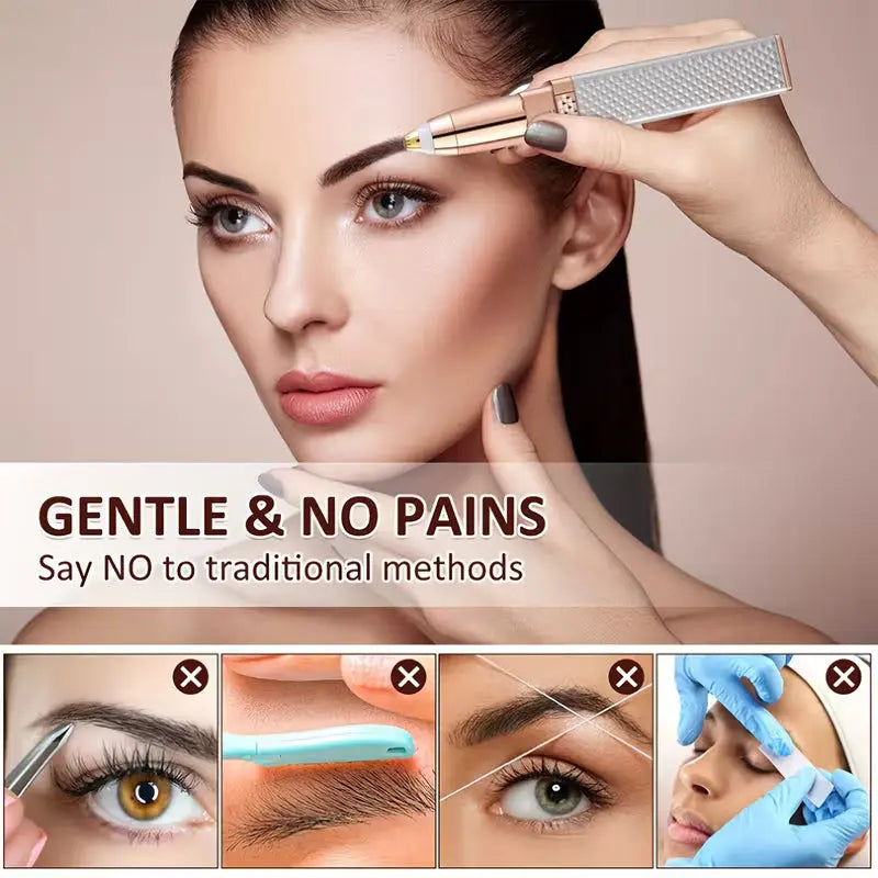 2-in-1 Rechargeable Eyebrow & Facial Hair Remover with LED Light My Store