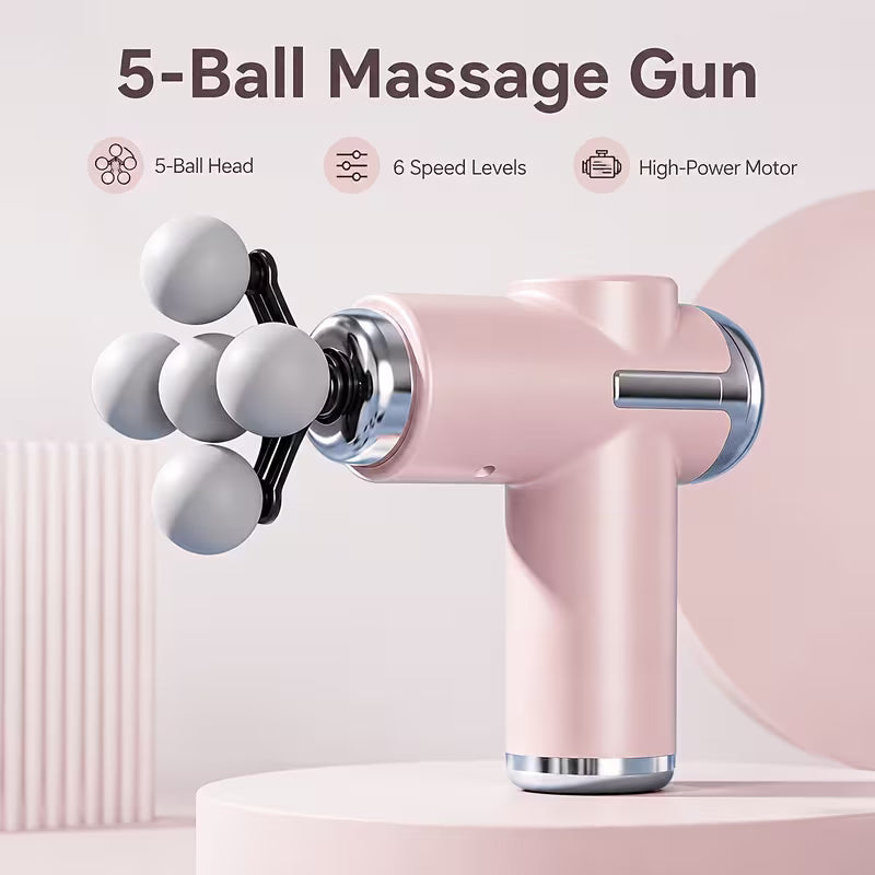 5 Head Rechargeable Massage Gun 6 Speed Deep Tissue Muscle Massager