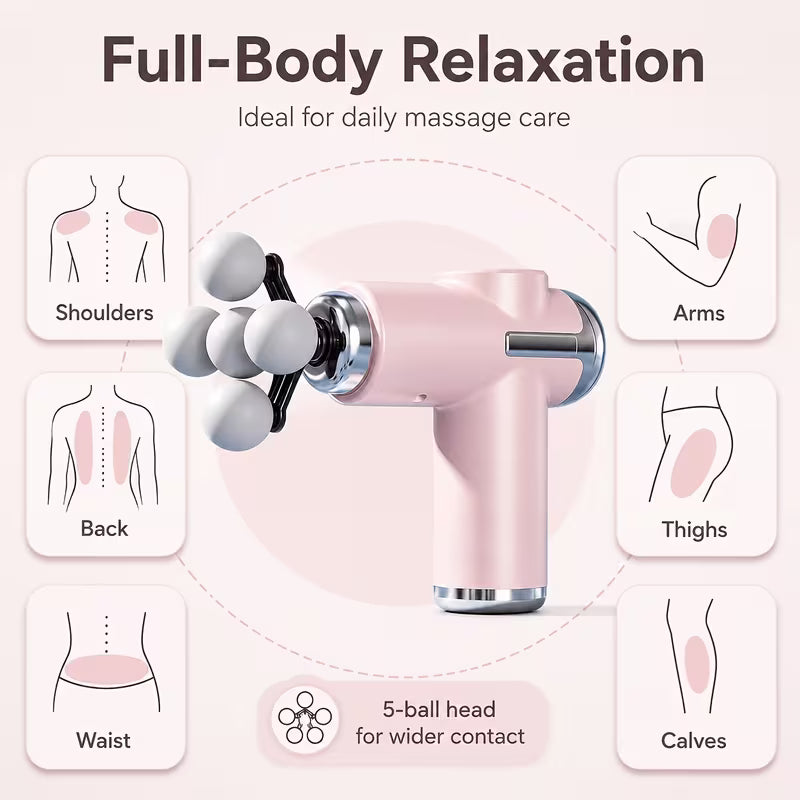 5 Head Rechargeable Massage Gun 6 Speed Deep Tissue Muscle Massager